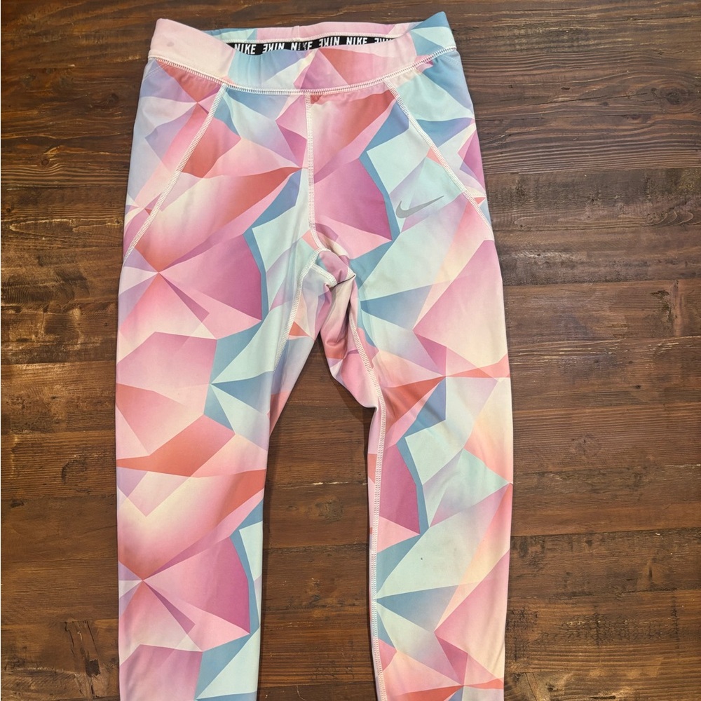 Nike Geometric Pink and Blue Leggings